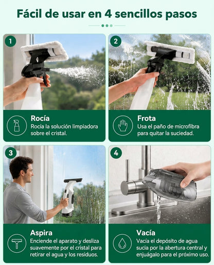 Limpiacristales aspirador inalámbrico recargable USB-C